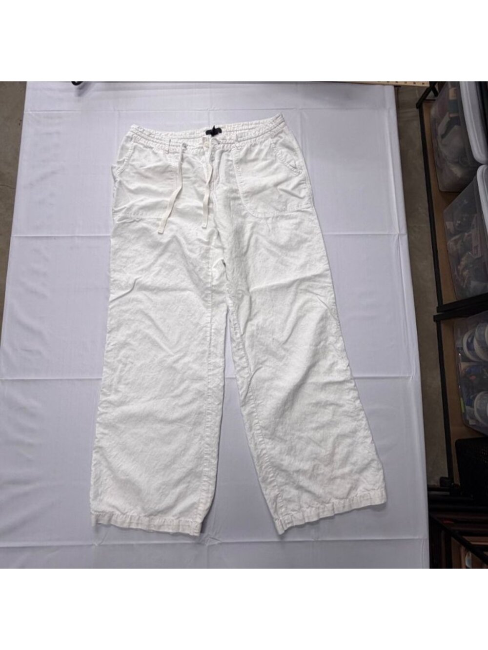 Gap pants Women's size 12R white wide leg linen blend Beach Resort
